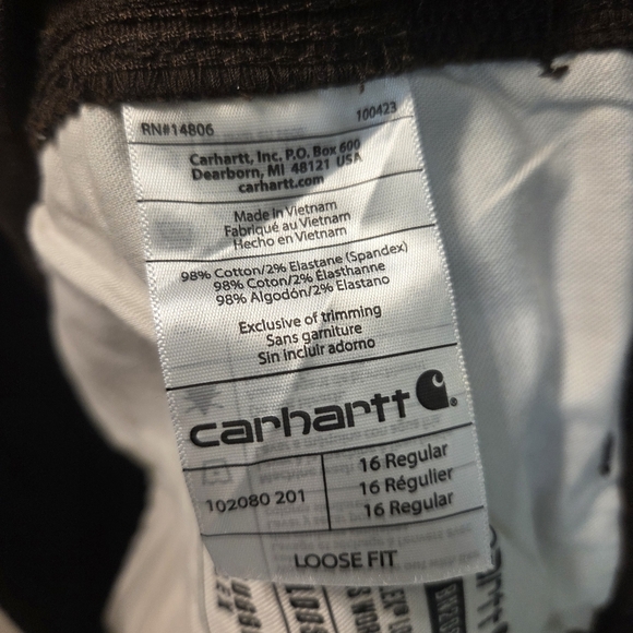 Carhartt Women's Rugged Flex Loose Fit Canvas Work Pant Dark Brown 16 Regular - Picture 9 of 9